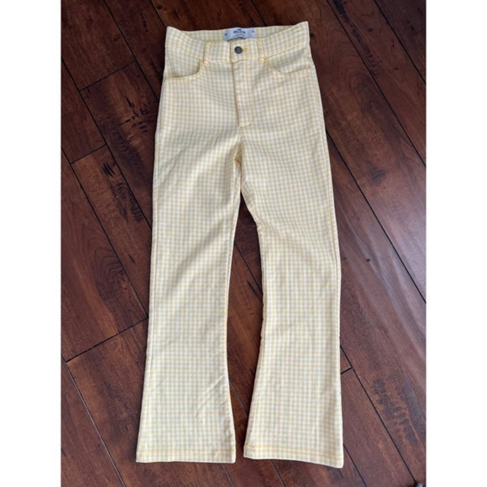 Hollister Ultra High Rise Yellow Plaid‎ Flare Pants XS